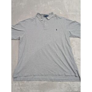 VTG Polo Ralph Lauren Polo Shirt Mens 3XLT Gray Big & Tall Short Sleeve Cotton